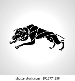 Fighting dog pit bull terrier dog or canine wavy outline vector