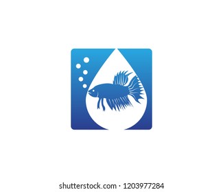 Fighting fish in aquarium logo vector illustration 