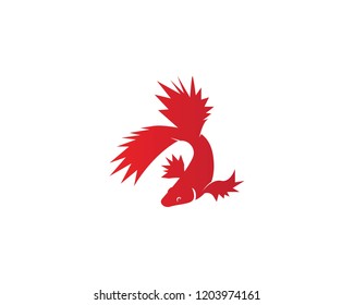 Fighting fish icon logo vector illustration