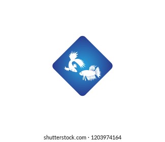 Fighting fish icon logo vector illustration