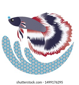 Fighting fish logo. Isolated on white background
