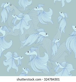 Fighting fish pattern. Seamless pattern background.