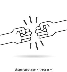 Fighting gesture with two fists