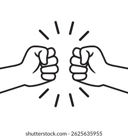 fighting gesture with two thin line fists. concept of danger, riot, revolt, versus, aggression, confrontation. isolated on white background. linear style trend modern logo design vector illustration