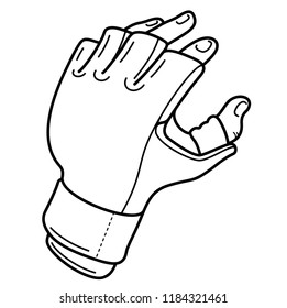 Fighting gloves. Mixed Martial Arts. Gloves for MMA. Vector flat outline icon illustration isolated on white background.