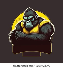 Fighting Gorilla, esports mascot design, gaming logo template, illustration