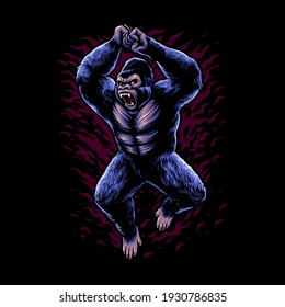 the fighting gorilla vector illustration