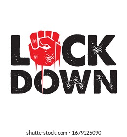 Fighting Hand And Lock Down Icon For Fighting Corona Virus Action