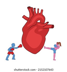 Fighting with Heart Concept Vector illustration