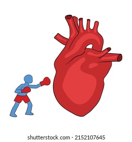 Fighting with Heart Concept Vector illustration
