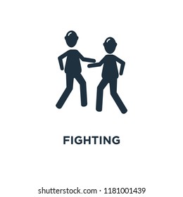 Fighting icon. Black filled vector illustration. Fighting symbol on white background. Can be used in web and mobile.