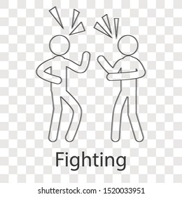 Fighting icon on transparency background. Business creative idea design. Line vector illustration use for your project.