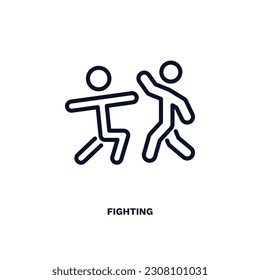 icono de pelea. Icono de lucha de línea delgada de los humanos y colección de comportamiento. Vector de contorno aislado en fondo blanco. El símbolo de lucha modificable se puede usar web y móvil