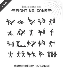 Fighting icons set.