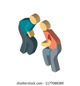 Fighting isometric left top view 3D icon