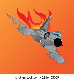Fighting Jet Airplane Flat Illustration