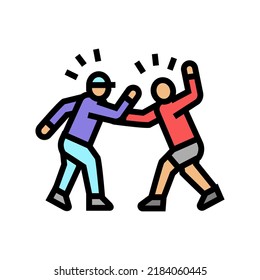 fighting kids color icon vector. fighting kids sign. isolated symbol illustration