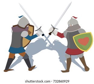 fighting knights vector cartoon