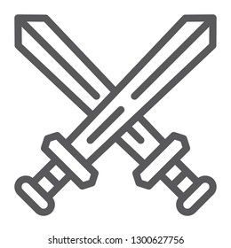 Fighting line icon, game and play, crossed swords sign, vector graphics, a linear pattern on a white background, eps 10.