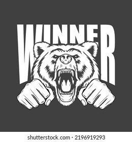 fighting logo with bear head design