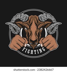 fighting logo template with goat mascot