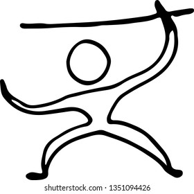 Fighting man. Ninja icon vector. Doodle sketch design. Illustration for posters decoration and print.