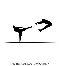 fighting mens silhouette vector illustration