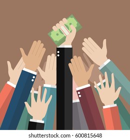 Fighting for money. Vector illustration