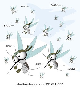 Fighting mosquito, infection spread. Infected mosquitoes.