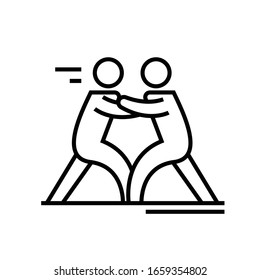 Fighting people line icon, concept sign, outline vector illustration, linear symbol.