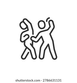 Fighting people, linear icon. Violence, abuse, conflict and physical aggression. Line with editable stroke