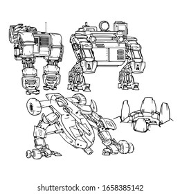 Fighting robots machines vector illustration