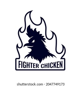 Fighting rooster logo with fire symbol and angry expression
suitable for food product design  esport team