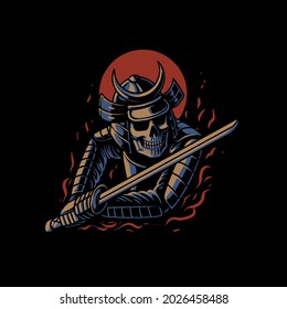 the fighting samurai illustration vector