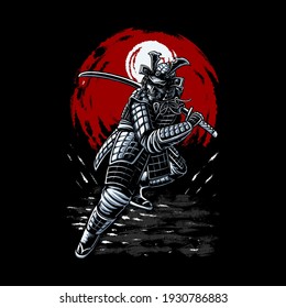 the fighting samurai warrior illustration