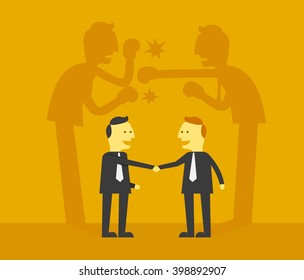 fighting shadow behind business handshake