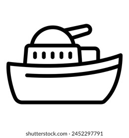 Fighting ship icon outline vector. Defense battleship. Military armed boat