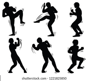 fighting , sport , boxing action silhouette, 