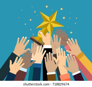 Fighting for a star trophy cup. Vector illustration