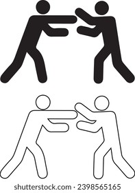Fighting Stick Figures Icon on vectors and symbols design