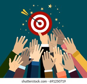 Fighting for a target. Vector illustration creative concept