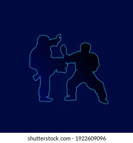 Fighting technique silhouette vector illustration. Modern and simple logo for karate,judo and martial. Abstract vector illustration. Isolated black background for t-shirt.