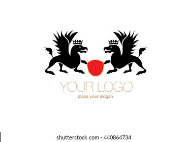 Fighting of twin dragons vector for logo design.
