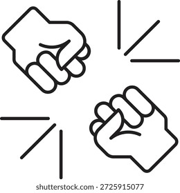 Luchando contra el diseño de iconos de línea de Vector