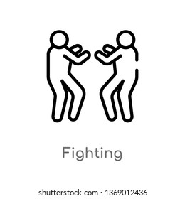 fighting vector line icon. Simple element illustration. fighting outline icon from humans concept. Can be used for web and mobile