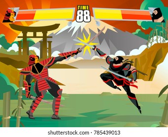 fighting videogame ninja versus samurai