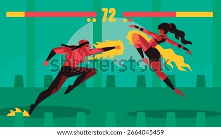 fighting videogame two characters special powers