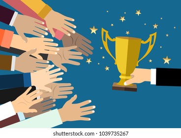 Fighting for a winning trophy. Vector illustration