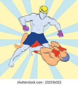 fighting without rules, vector, pop art