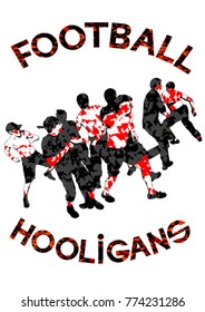 Fighting young street hooligans against a white background